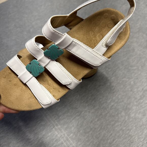 Vionic Amber Sandals Womens Size 7 Strappy Patent Leather White Aqua Gems - Picture 4 of 8